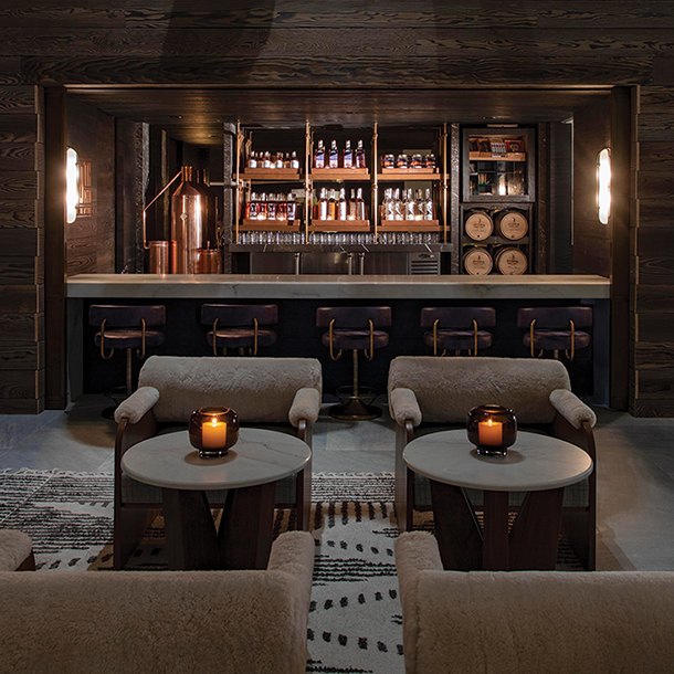 Craft whiskey bar with chairs
